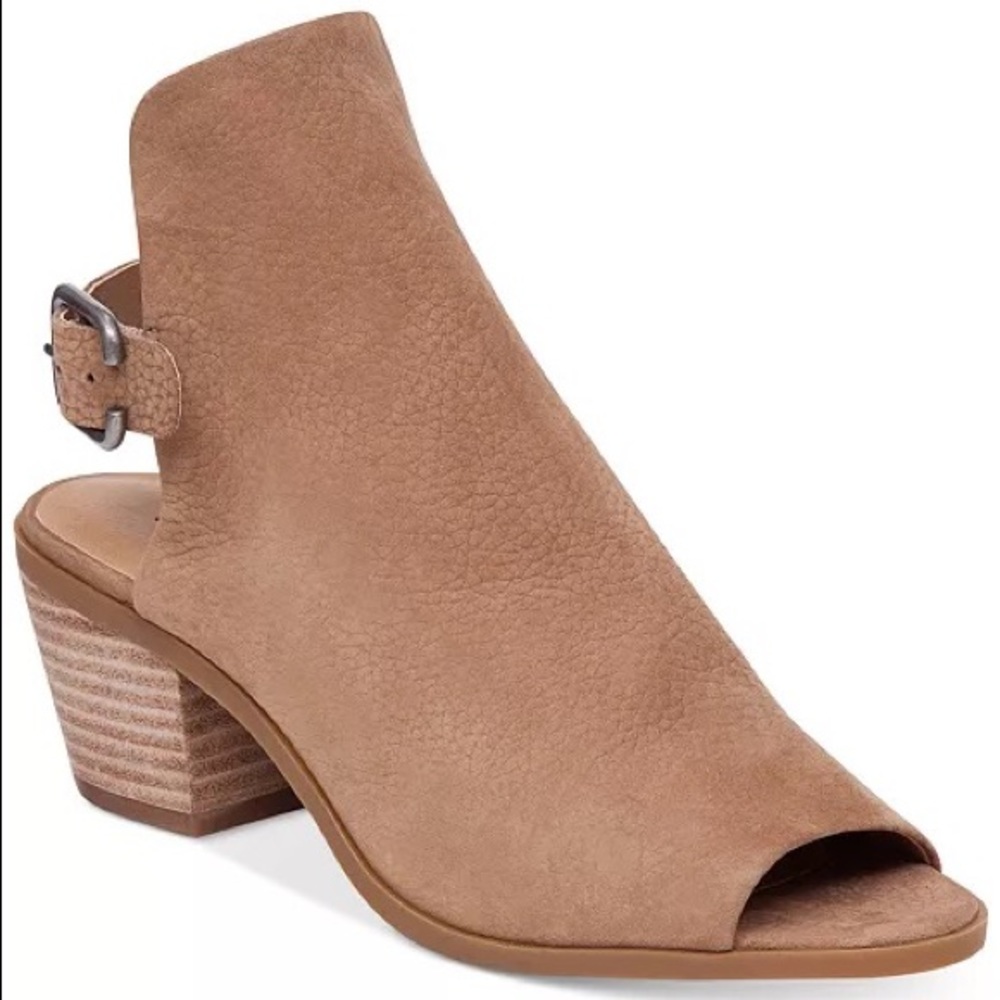 Lucky Brand Women's Bray Buckle Slingback Peep-Toe Booties Sz 7